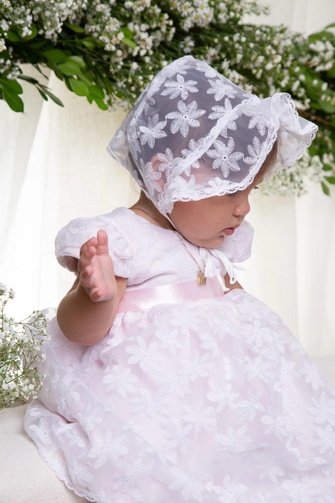 Vestido Batizado Renda com Touca Ref: 39252